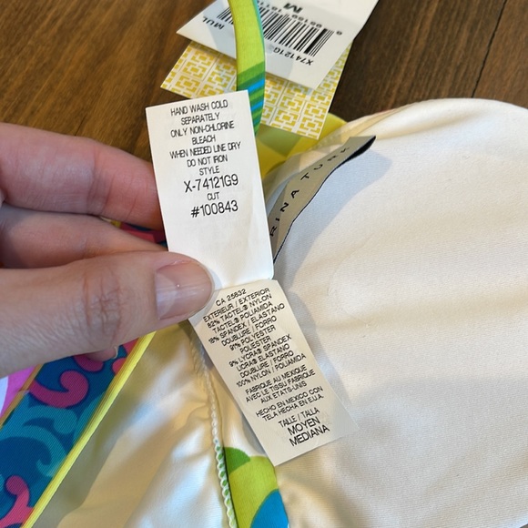 NWT TRINA TURK ONE PIECE SWIM SUIT PLUNGE V NECK HALTER TIE BACK MEDALLION SZ M - Picture 10 of 12